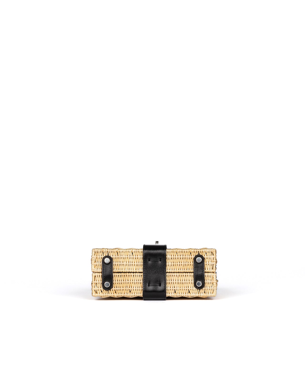 Kelly 20 Picnic Black in Box Calfskin and Naturel Osier Wicker Leather with Palladium Hardware