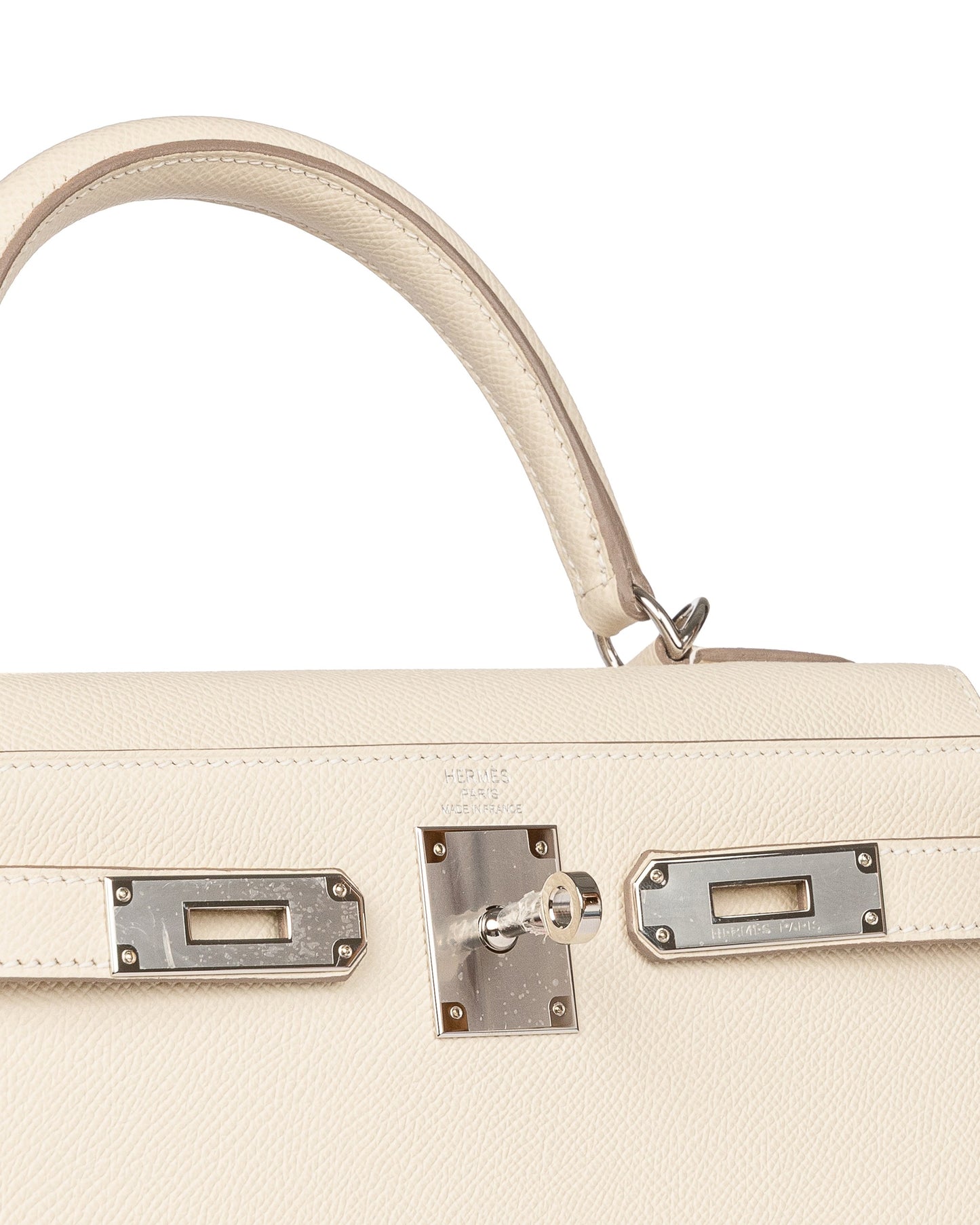 Kelly 28 Craie in Epsom Leather with Palladium Hardware