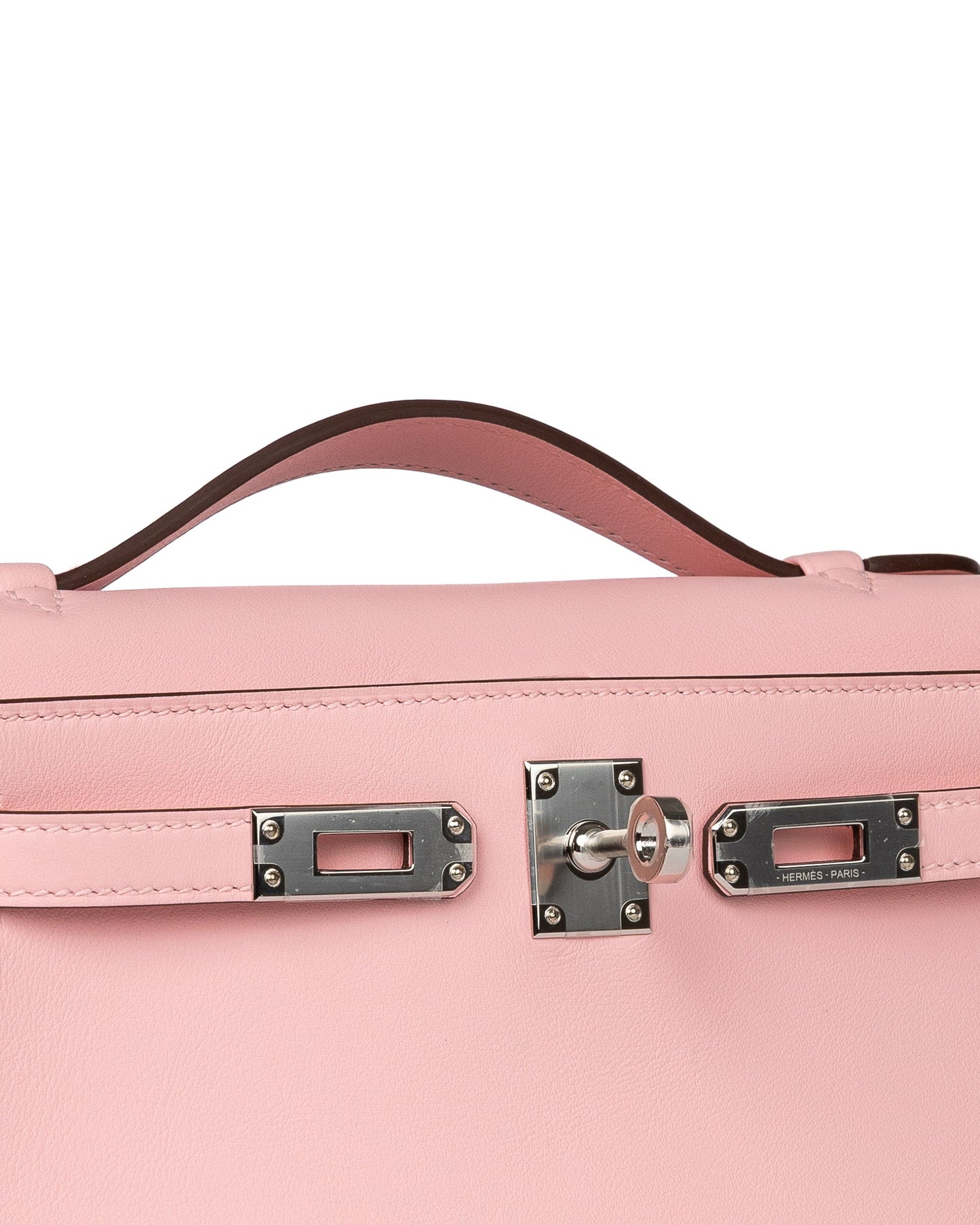Kelly Pochette Rose Sakura in Swift Leather with Palladium Hardware