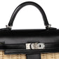 Kelly 20 Picnic Black in Box Calfskin and Naturel Osier Wicker Leather with Palladium Hardware