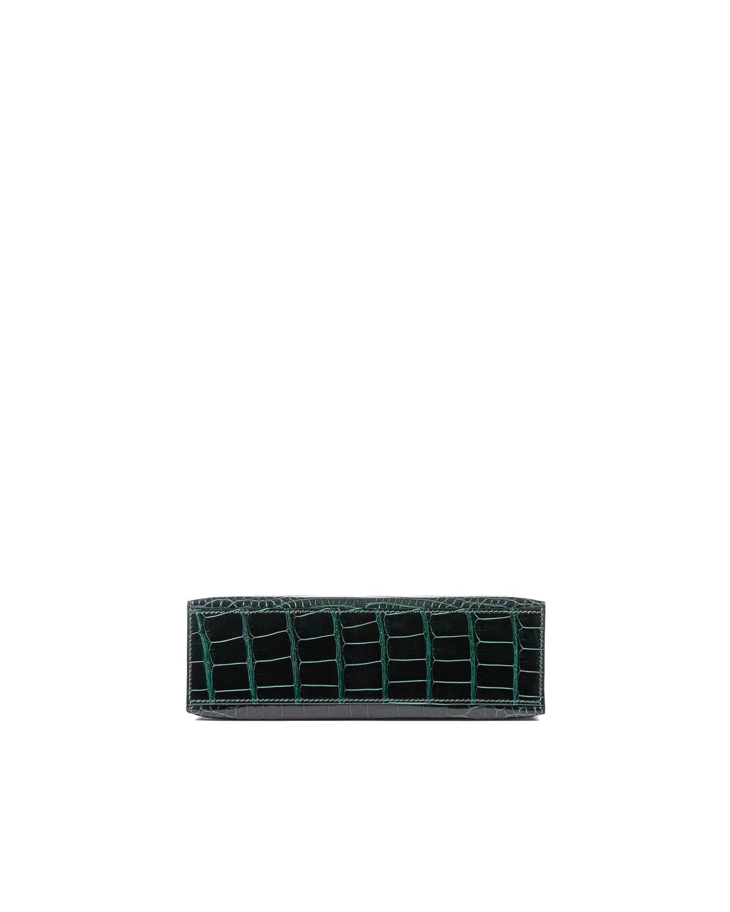 Kelly Pochette Vert Cypress in Shiny Alligator with Gold Hardware