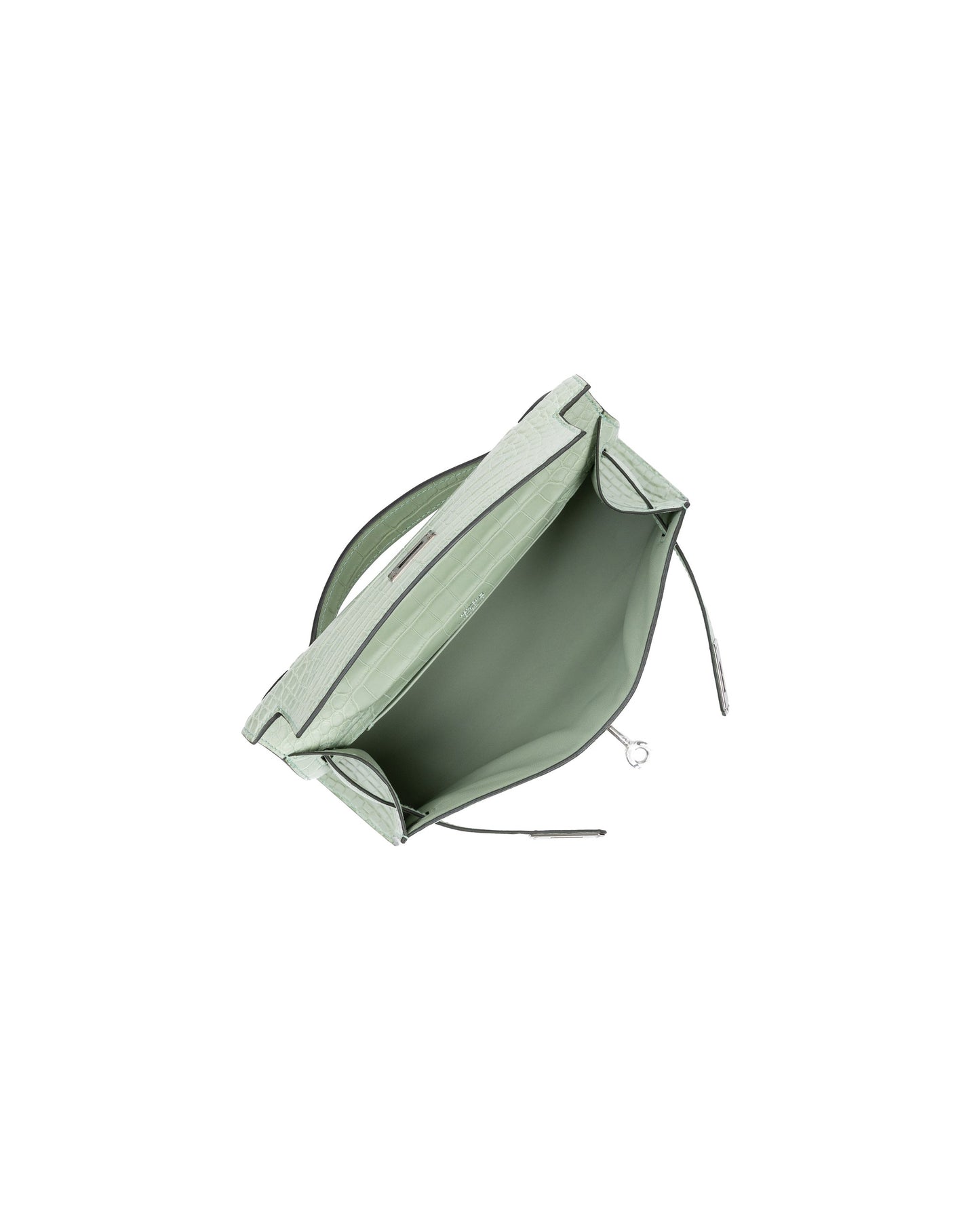 Kelly Pochette Vert d'Eau in Matte Alligator Leather with Palladium Hardware