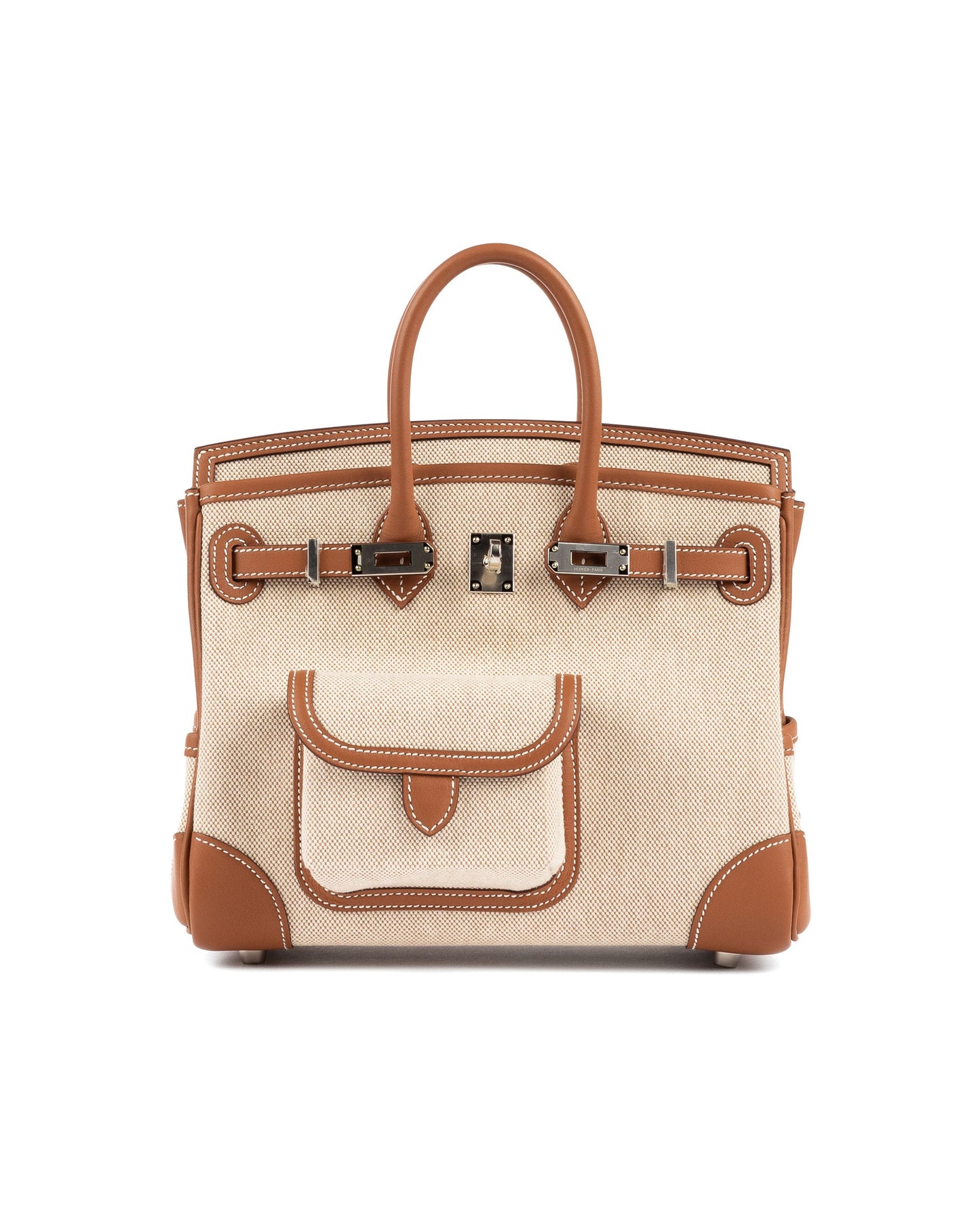Birkin 25 Cargo Ecru/Beige Toile H & Gold Swift with Palladium Hardware