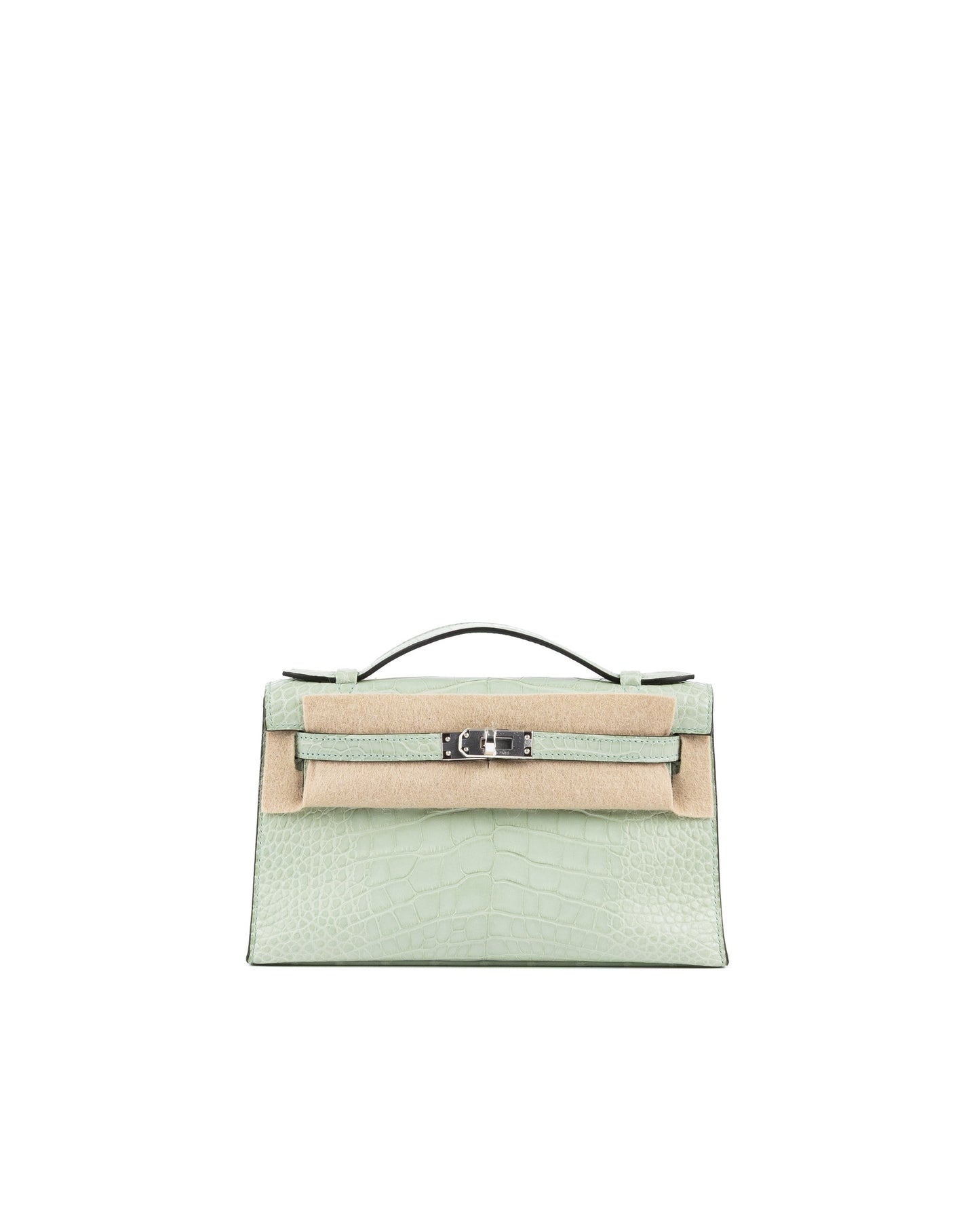 Kelly Pochette Vert d'Eau in Matte Alligator Leather with Palladium Hardware