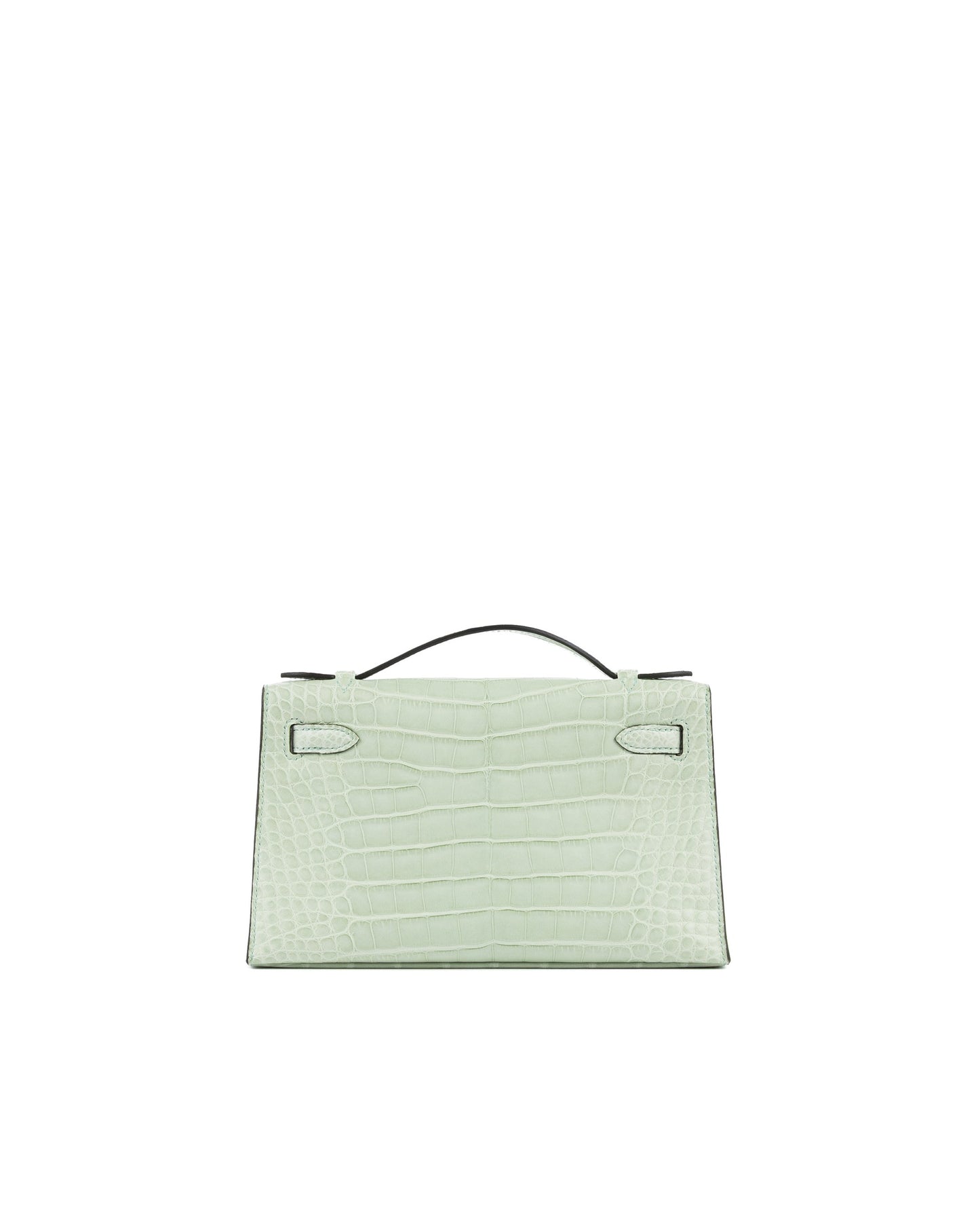 Kelly Pochette Vert d'Eau in Matte Alligator Leather with Palladium Hardware