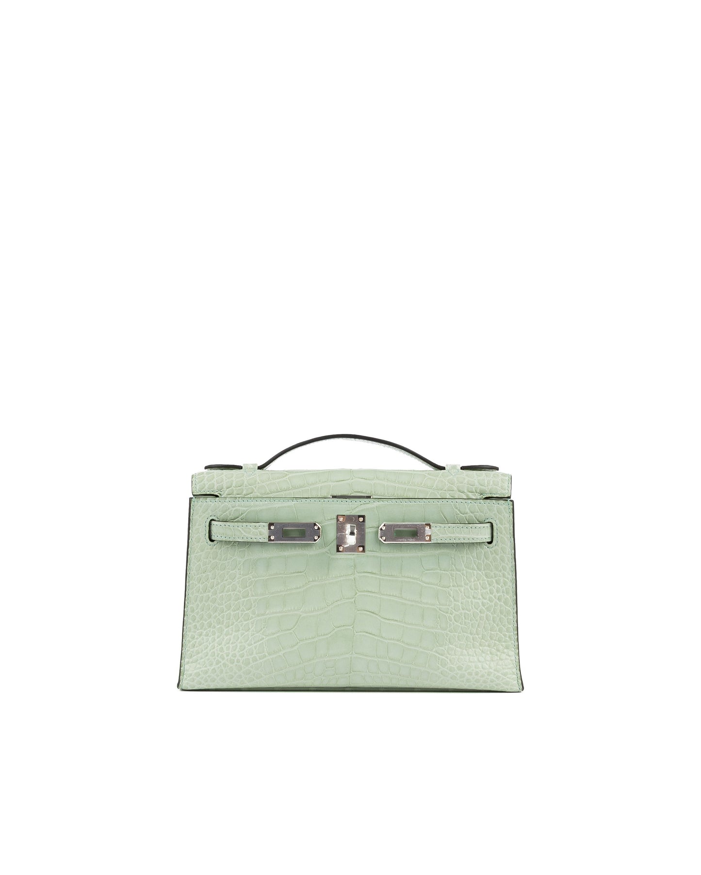 Kelly Pochette Vert d'Eau in Matte Alligator Leather with Palladium Hardware