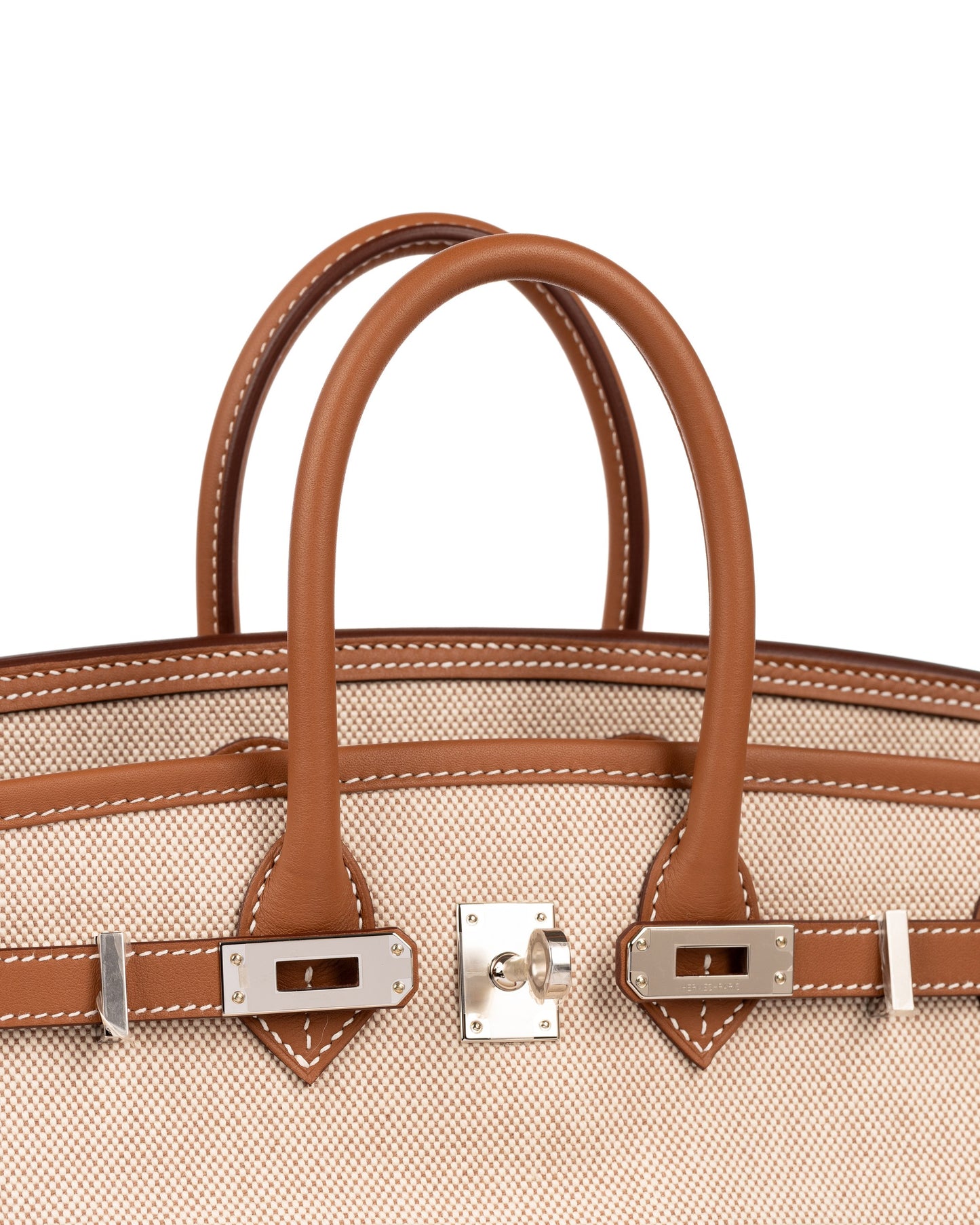 Birkin 25 Cargo Ecru/Beige Toile H & Gold Swift with Palladium Hardware
