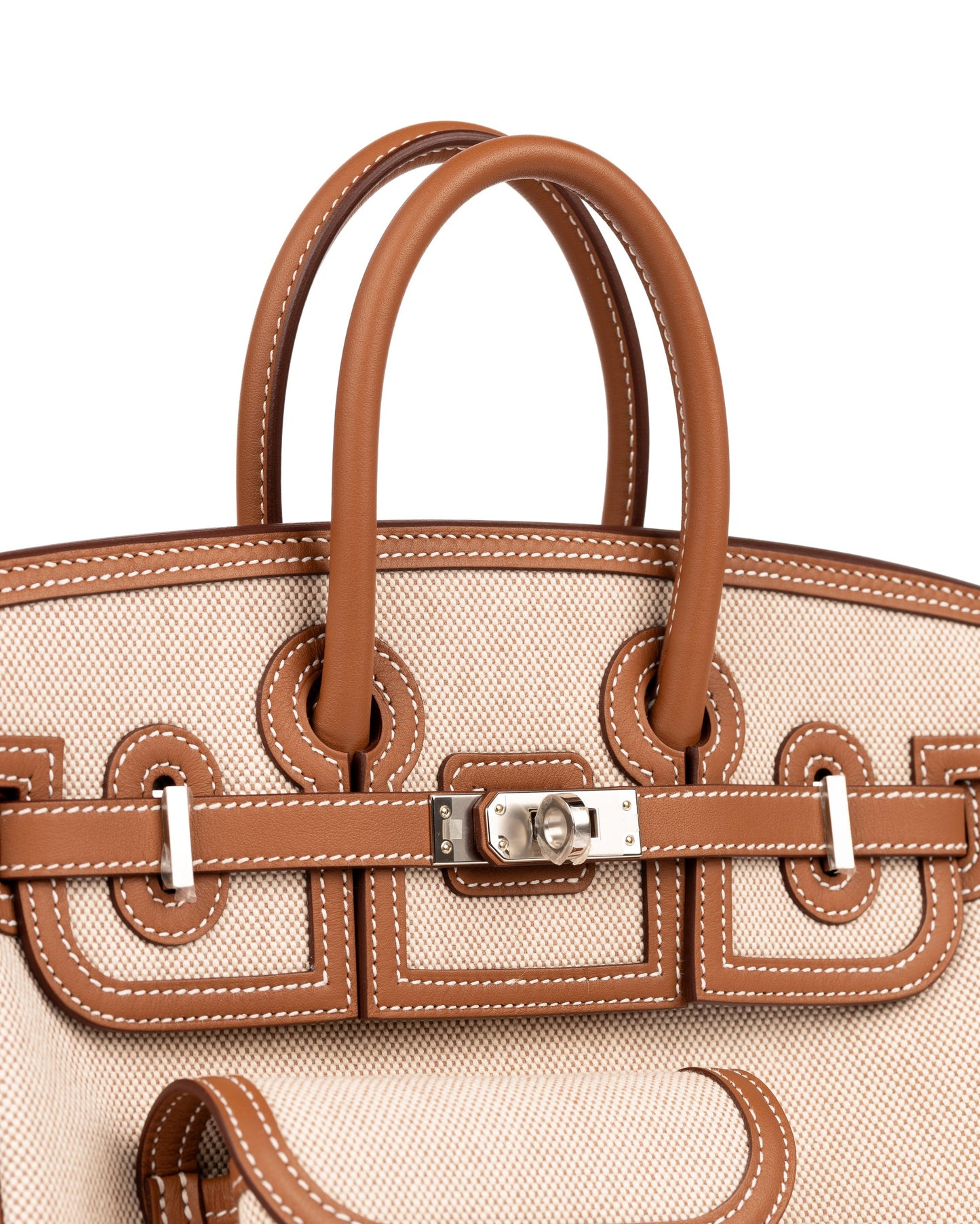 Birkin 25 Cargo Ecru/Beige Toile H & Gold Swift with Palladium Hardware
