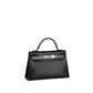 Kelly 20 Sellier Black / Gris Ciment in Shiny Alligator Touch/Madame Leather with Palladium Hardware
