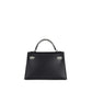 Kelly 20 Sellier Black / Gris Ciment in Shiny Alligator Touch/Madame Leather with Palladium Hardware