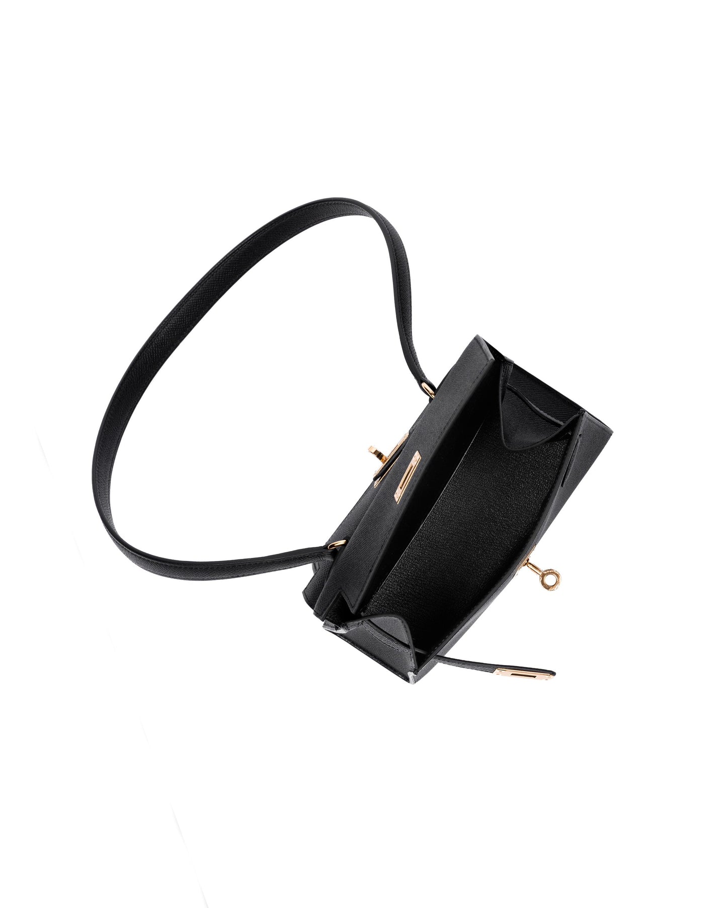 Kelly Desordre Black in Epsom Leather with Gold Hardware