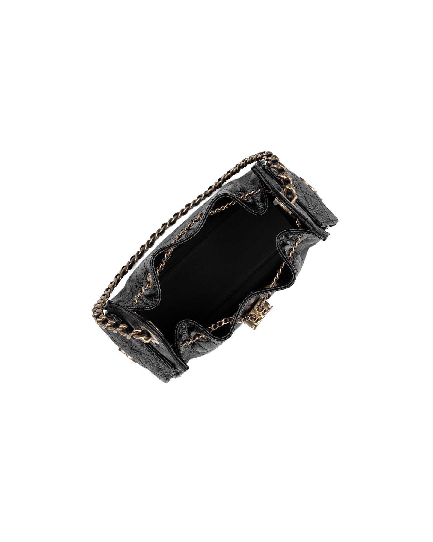 Chanel 25 Mini Black Grained Calfskin with Gold-Tone Hardware