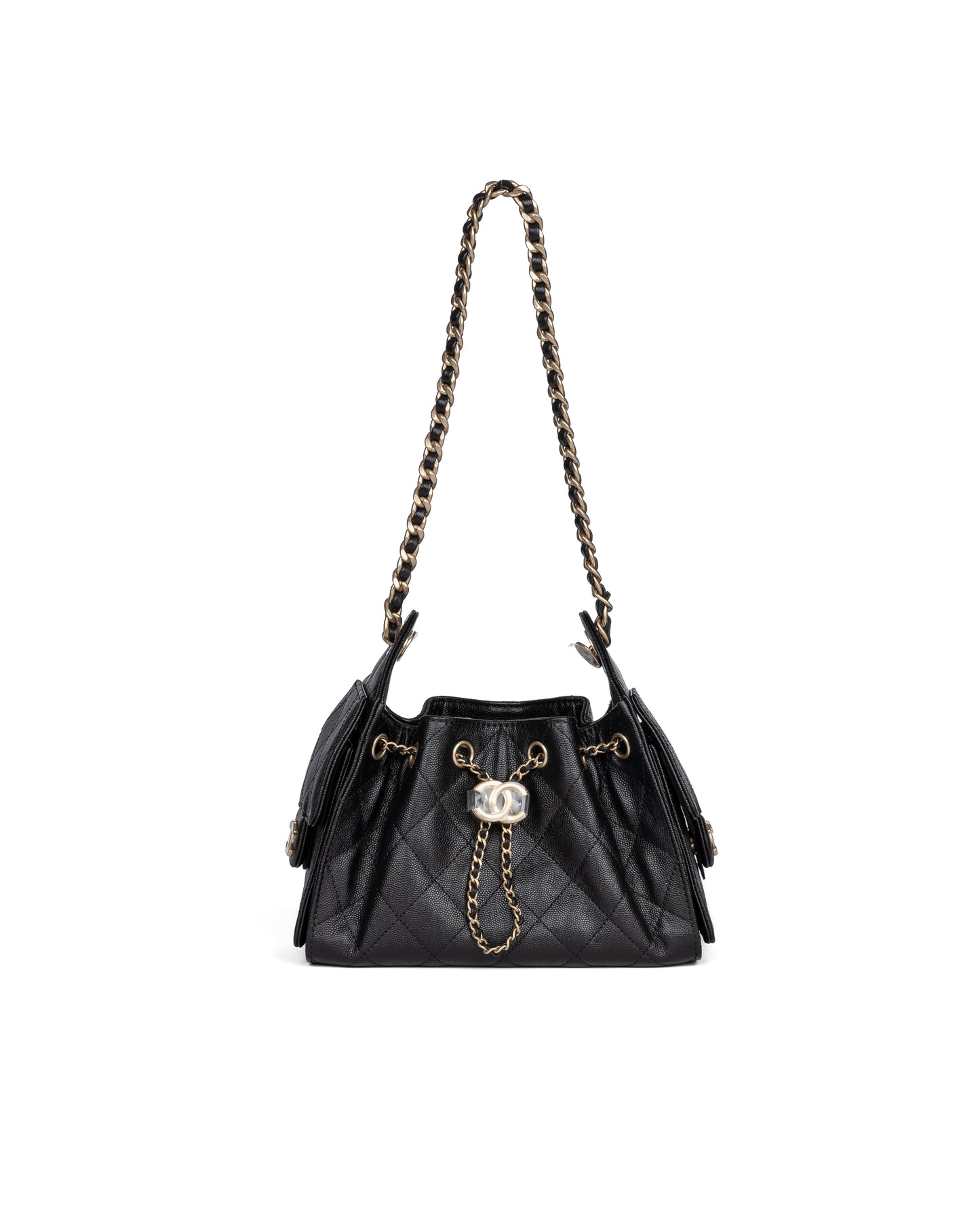 Chanel 25 Mini Black Grained Calfskin with Gold-Tone Hardware