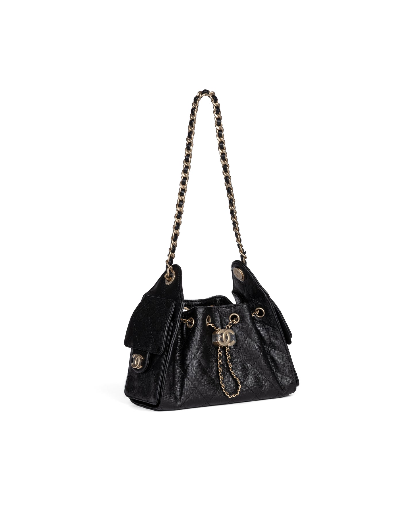 Chanel 25 Mini Black Grained Calfskin with Gold-Tone Hardware