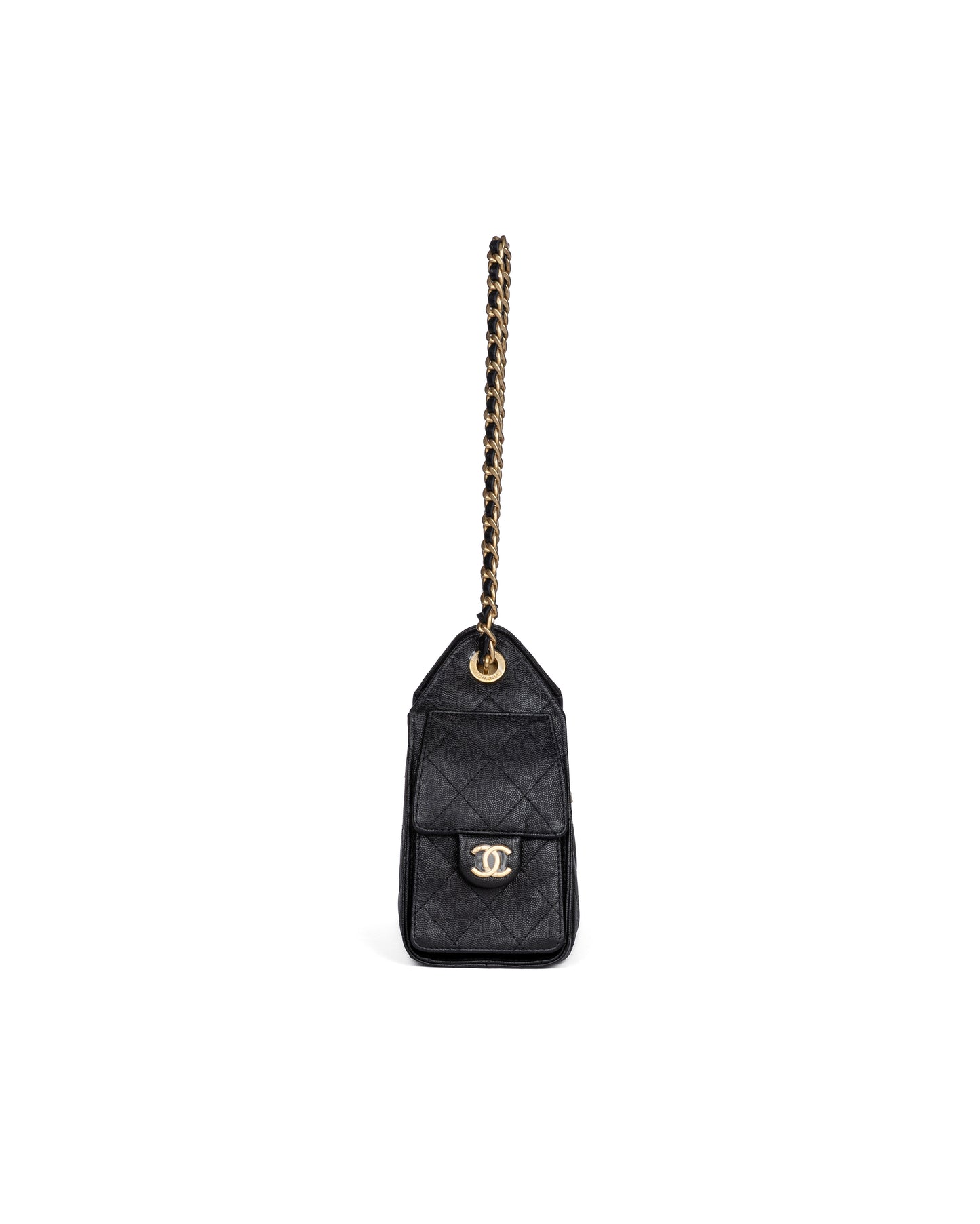 Chanel 25 Mini Black Grained Calfskin with Gold-Tone Hardware