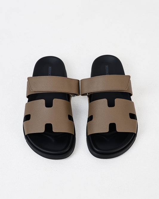 Chypre Sandal Homme Etoupe in Epsom leather