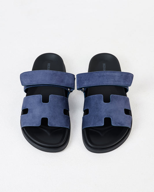 Chypre Sandal Homme Blue Celeste in Suede Leather