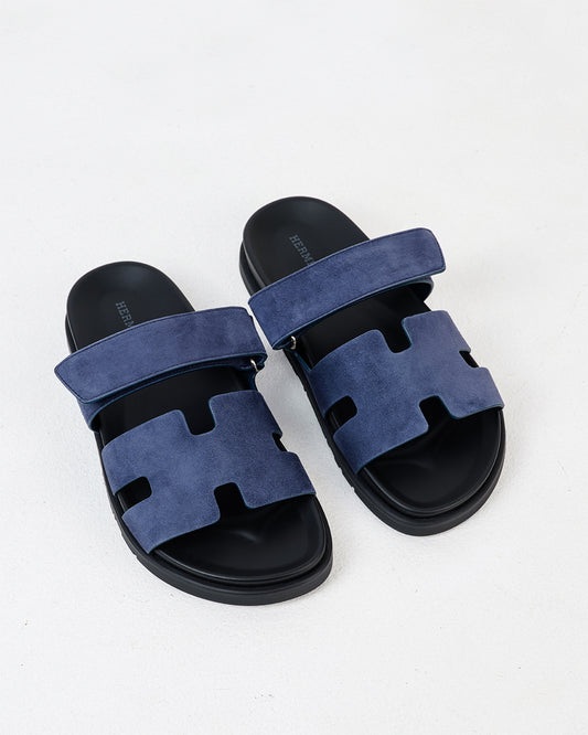 Chypre Sandal Homme Blue Celeste in Suede Leather