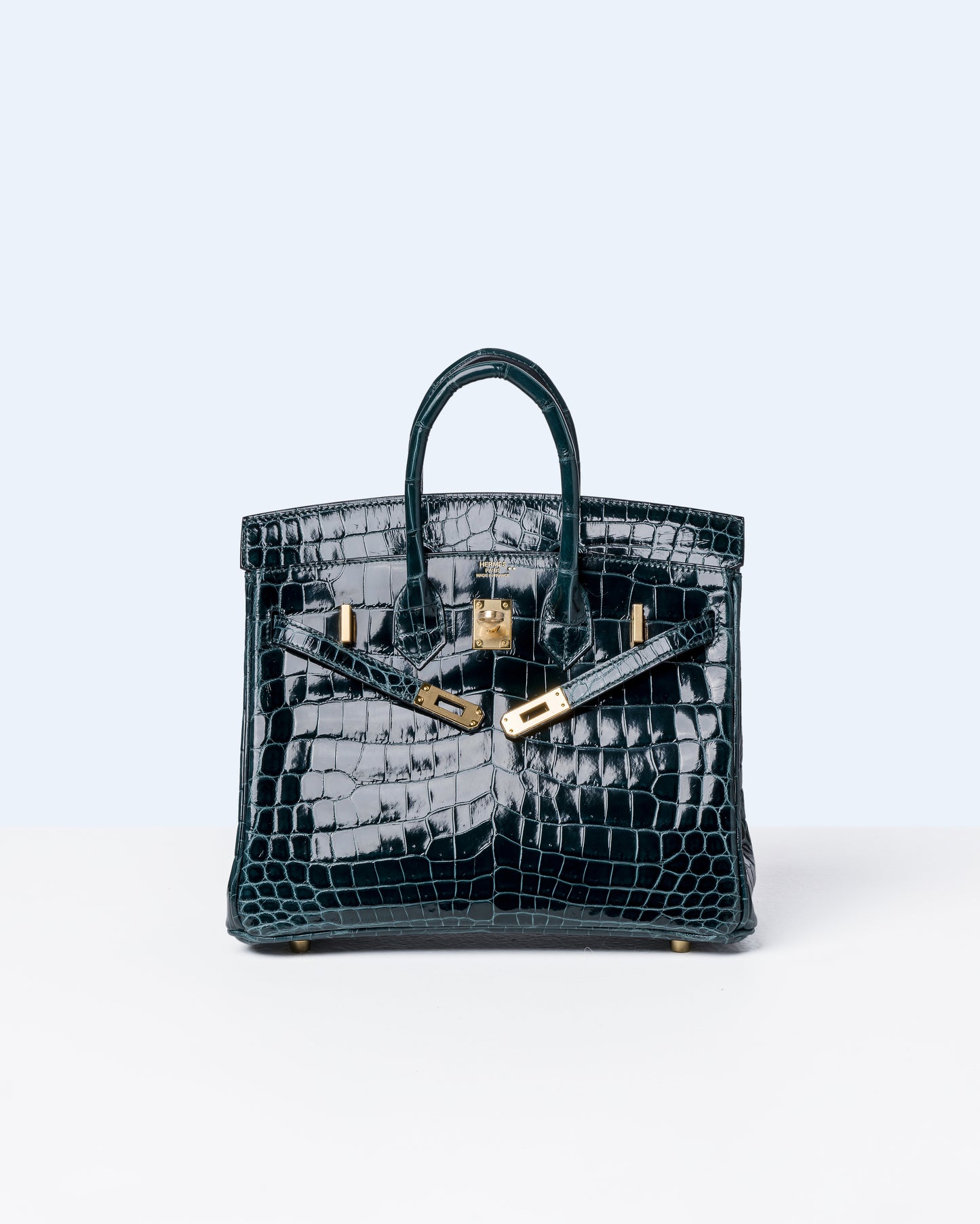 Birkin 25 Vert Cypress in Niloticus Crocodile with Gold Hardware