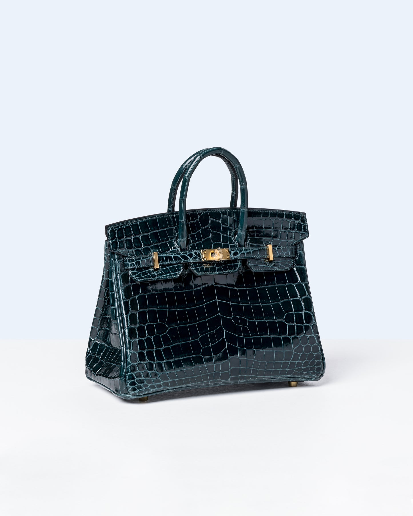 Birkin 25 Vert Cypress in Niloticus Crocodile with Gold Hardware