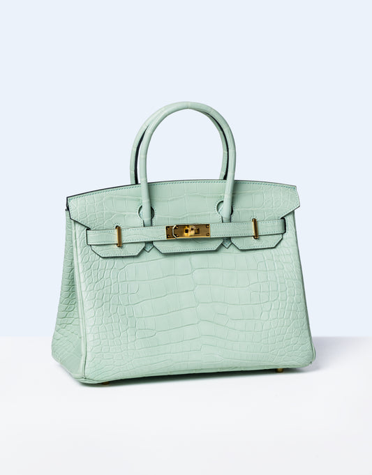 Birkin 30 Vert D'eau in Matte Alligator with Gold Hardware