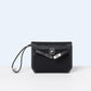 Kelly Depeches 25 Black in Toile Canvas and Togo Leather with Palladium Hardware