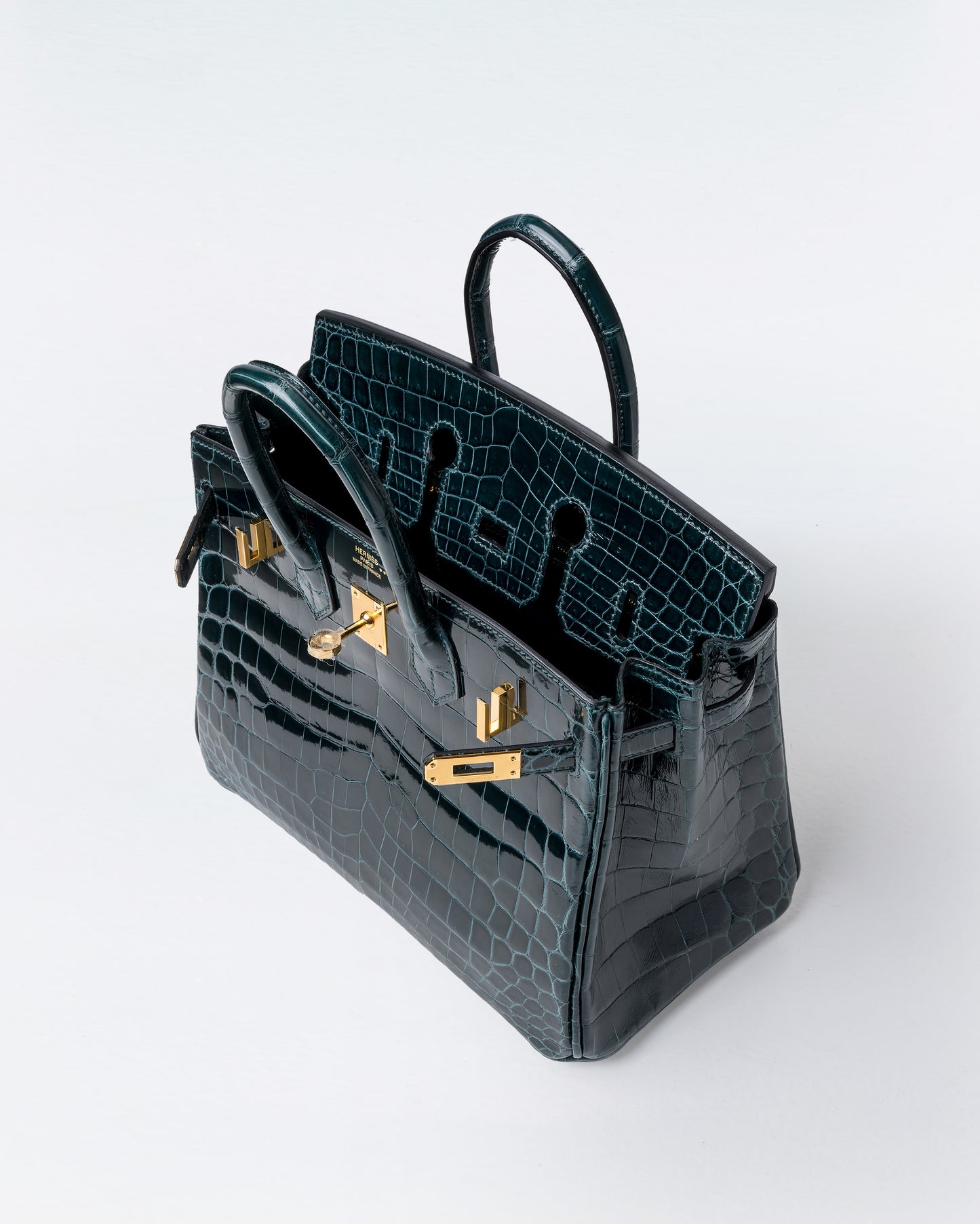 Birkin 25 Vert Cypress in Niloticus Crocodile with Gold Hardware