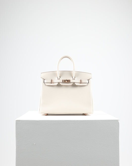 Birkin 25 Craie in Togo Leather with Rose Gold Hardware