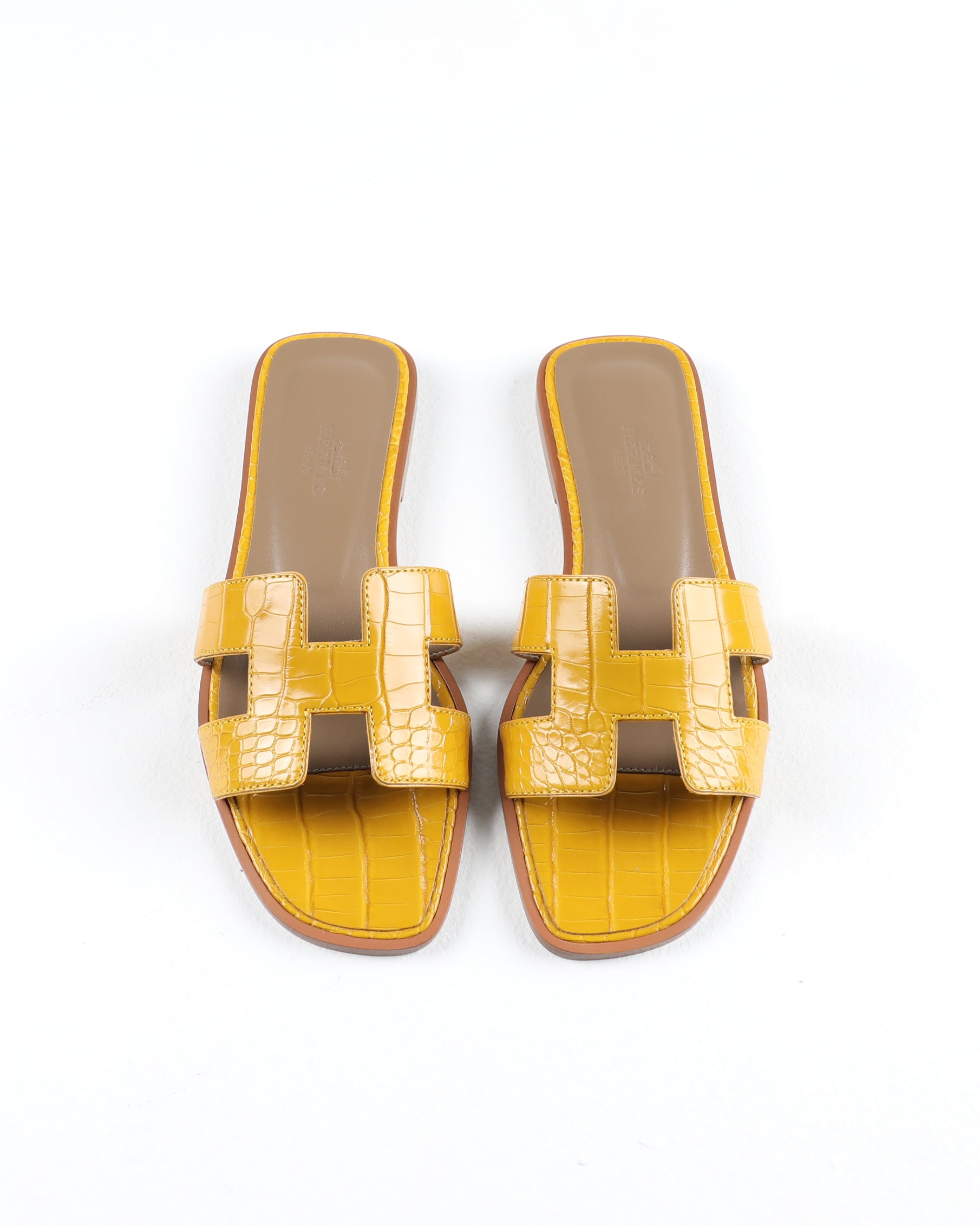 Oran Sandal in Jaune Amber Crocodile Leather