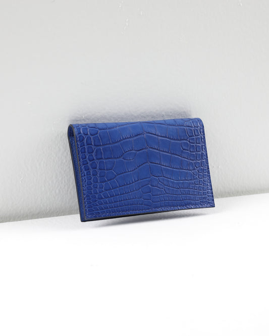 MC2 Euclide Card Holder in Blue Matte Alligator Mississippiensis