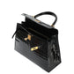 Kelly 25 Black Niloticus Crocodile with Gold Hardware