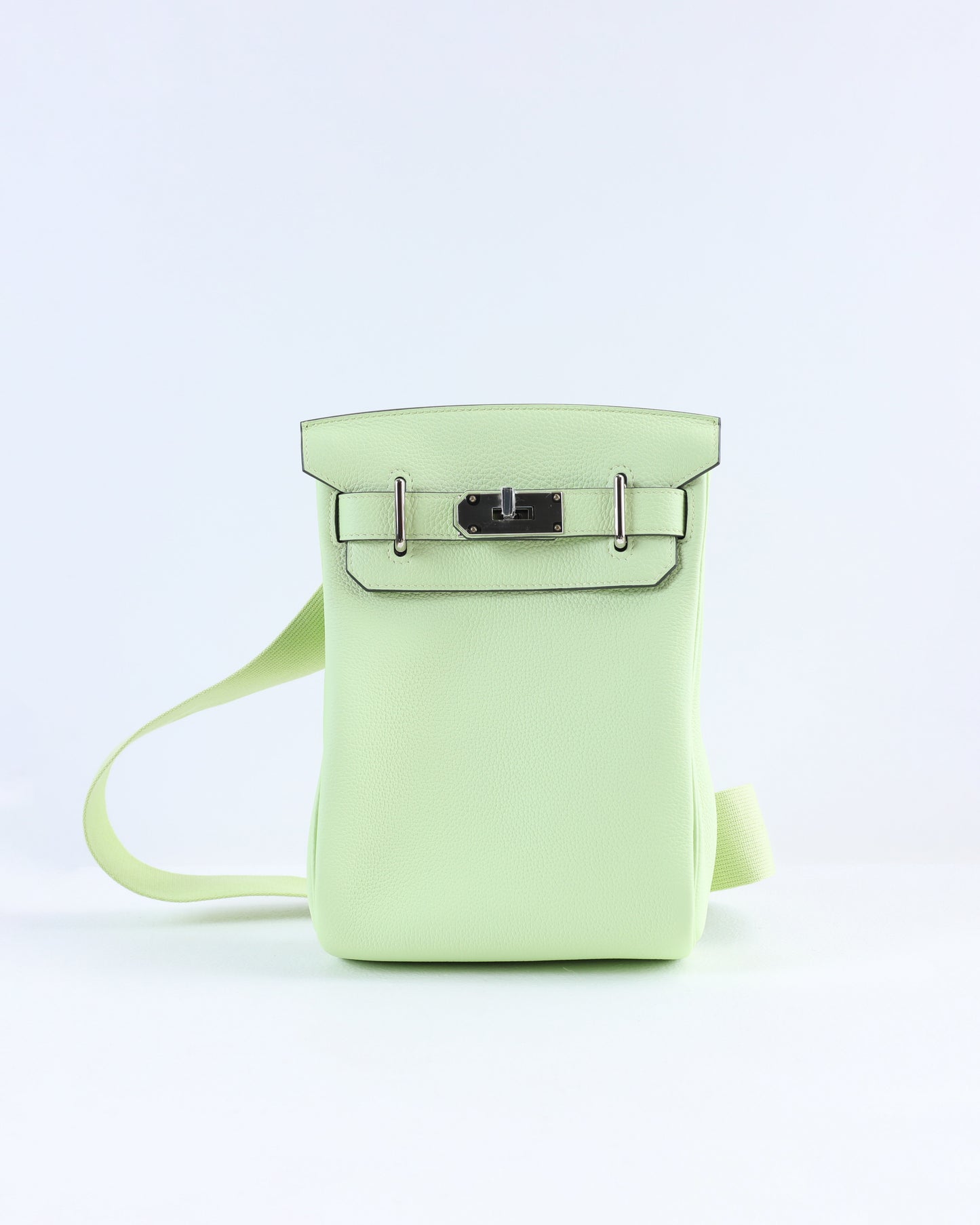 Hac A Dos PM Backpack Vert Absinthe in Togo Leather with Palladium Hardware