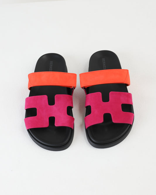 Chypre Sandal in Rose Chapa/Orange Suede