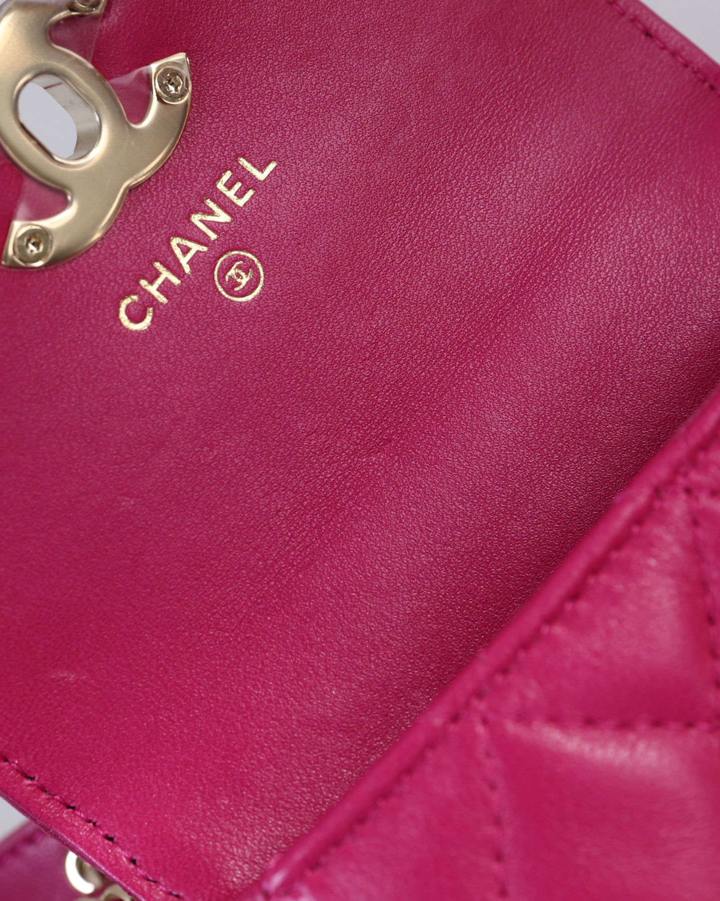 Chanel Magenta Quilted Leather and Wool Mini Waist and Coin Purse Bag