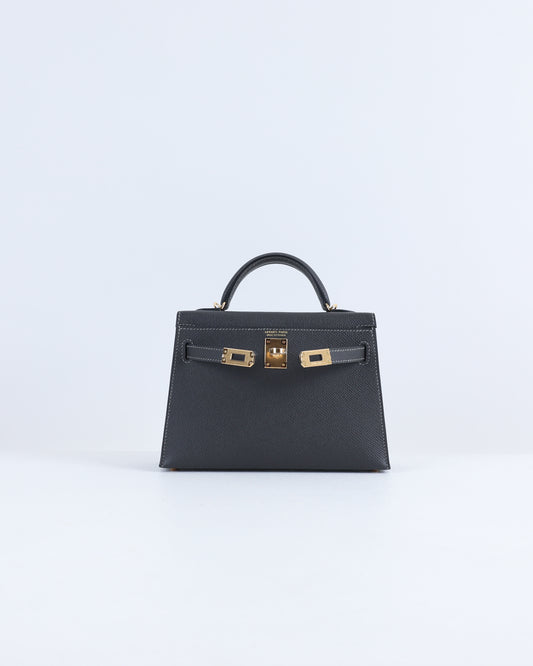 Kelly 20 Graphite Sellier in Epsom Leather with Gold Hardware