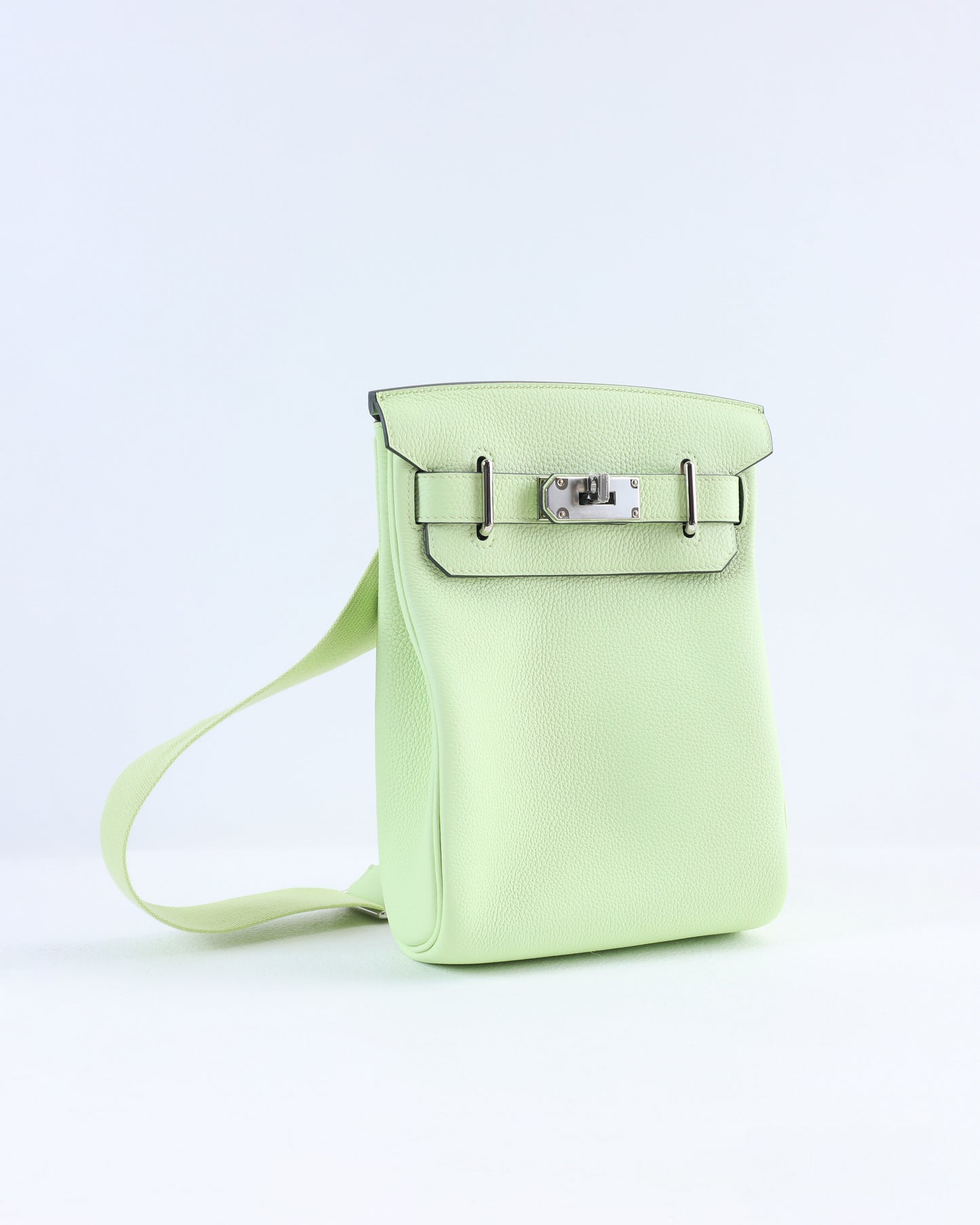 Hac A Dos PM Backpack Vert Absinthe in Togo Leather with Palladium Hardware