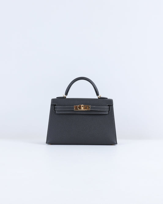 Kelly 20 Graphite Sellier in Epsom Leather with Gold Hardware