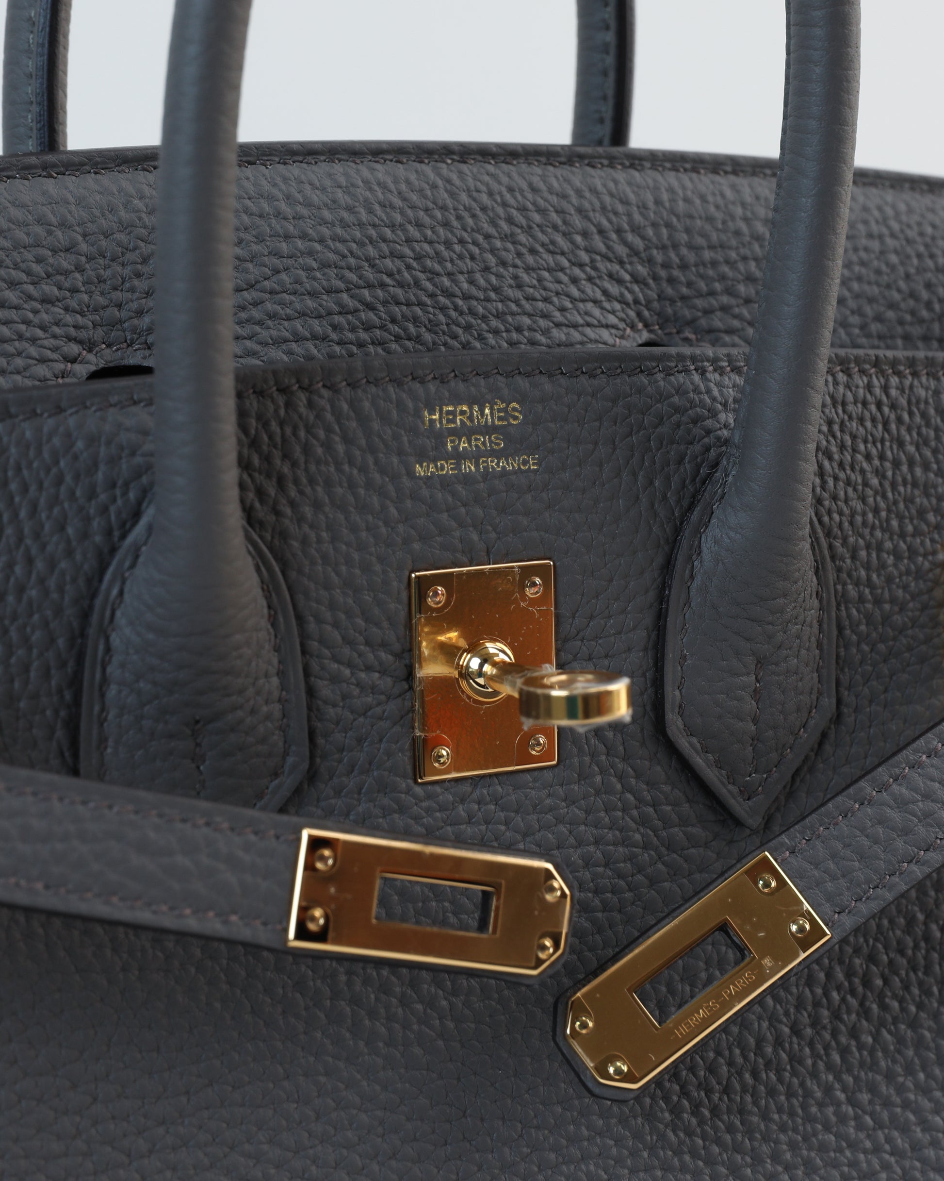 Birkin 25 Gris Etain in Togo Leather with Gold Hardware – Diamonds in Dubai