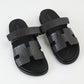 Chypre Sandal in Black Crocodile Leather