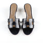 Oasis Sandal in Dark Blue Crocodile Leather