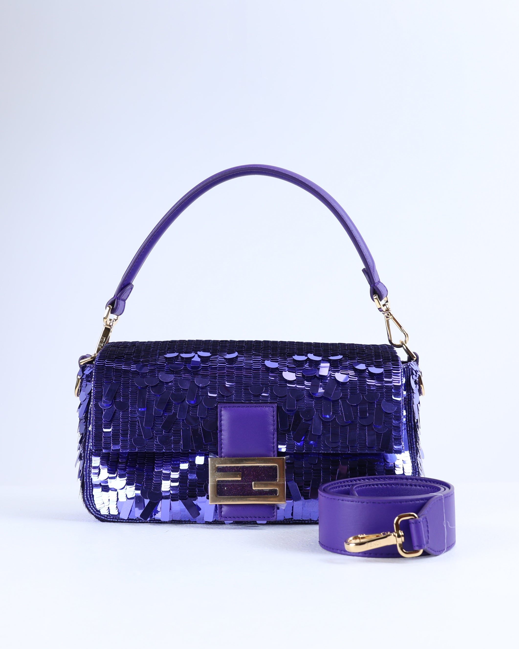 Fendi Baguette in Purple Sequence Medium Size