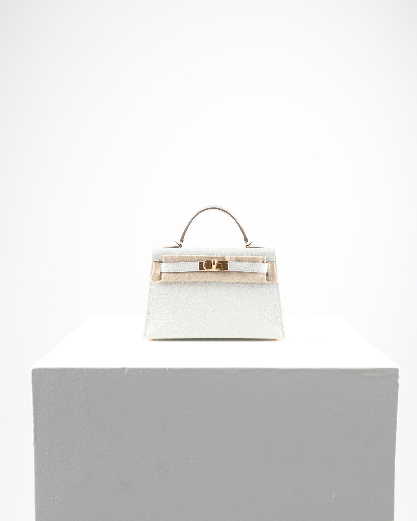 Kelly 20 Sellier Mushroom in Chevre Leather with Gold Hardware