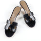 Oasis Sandal in Dark Blue Crocodile Leather