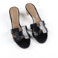 Oasis Sandal in Dark Blue Crocodile Leather