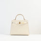 Kelly 25 Sellier Craie Epsom with Gold Hardware