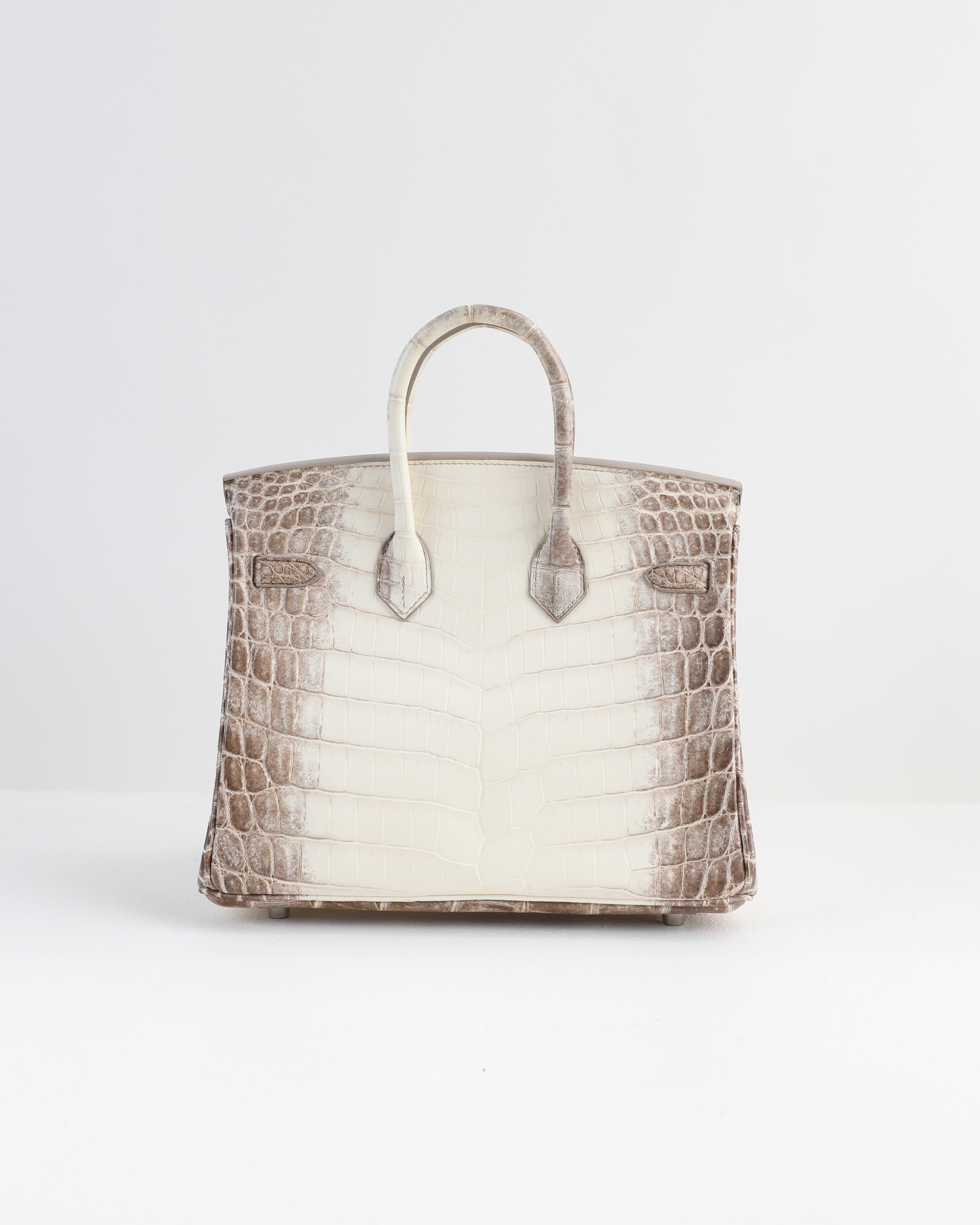 Birkin 25 Niloticus Crocodile Himalaya Blanc with Palladium