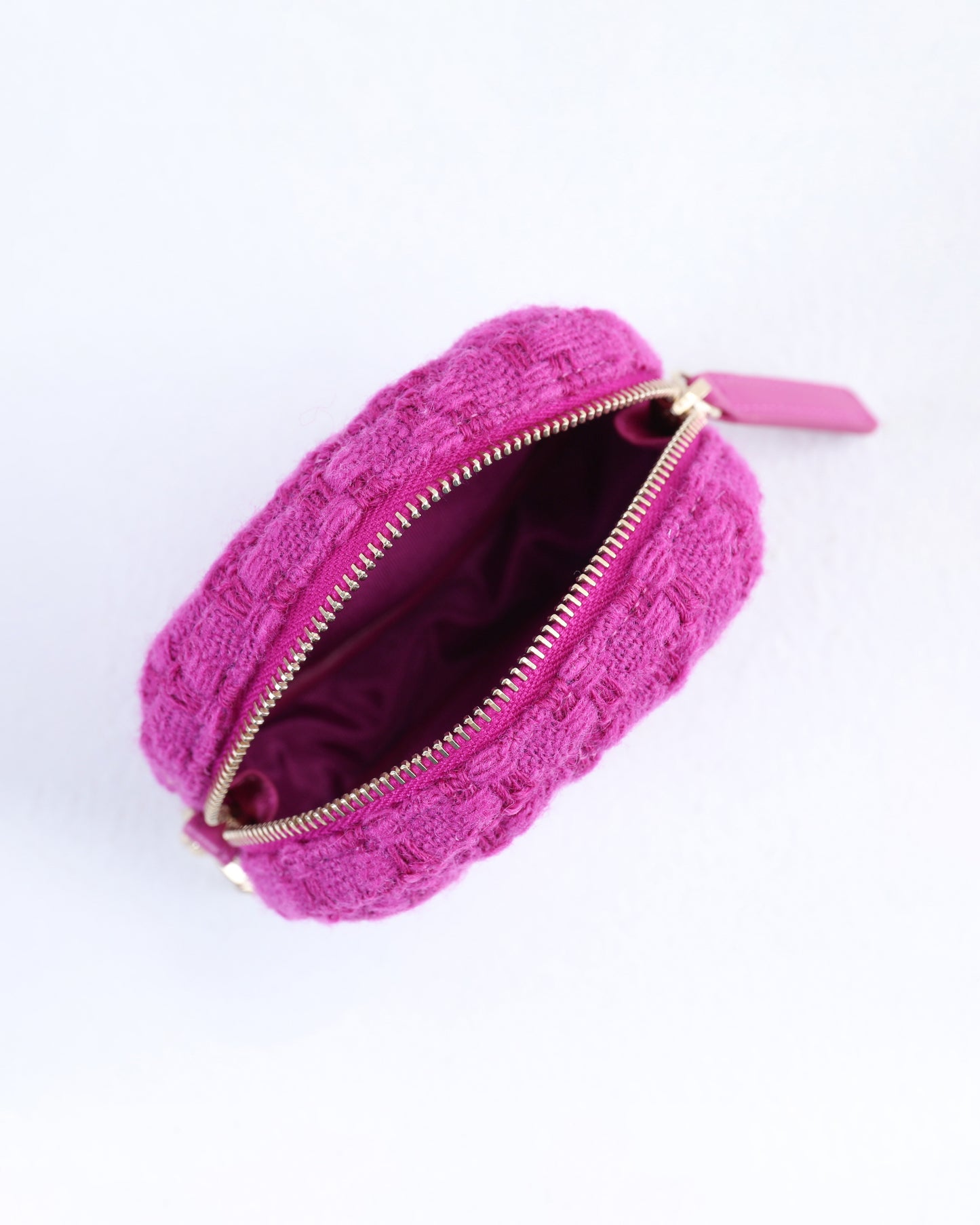 Chanel Magenta Quilted Leather and Wool Mini Waist and Coin Purse Bag