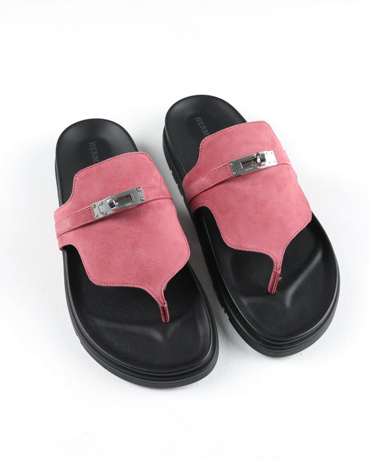 Empire Sandal in Pink Suede with Palladium Hardware