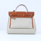 Herbag Zip 31 in Tan Vache Hunter and Beton Toile with Gold Hardware