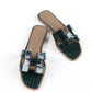 Oran Sandal in Vert Cypruss Crocodile Leather
